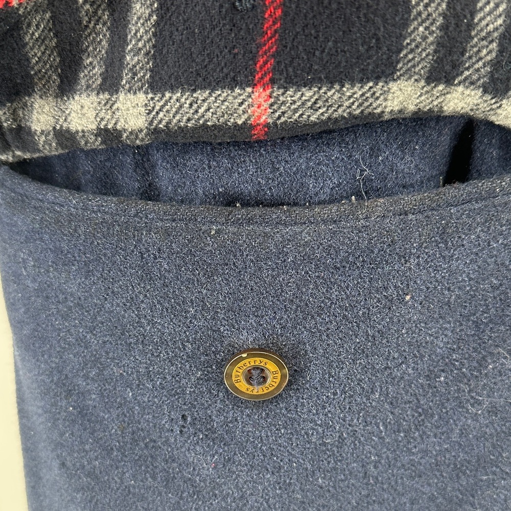 Vintage Burberry’s Dark Blue Wool Overcoat Men’s sz Large - Picture 5 of 14